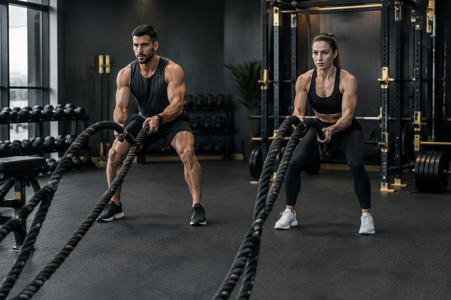 Personas entrenando en el gimnasio